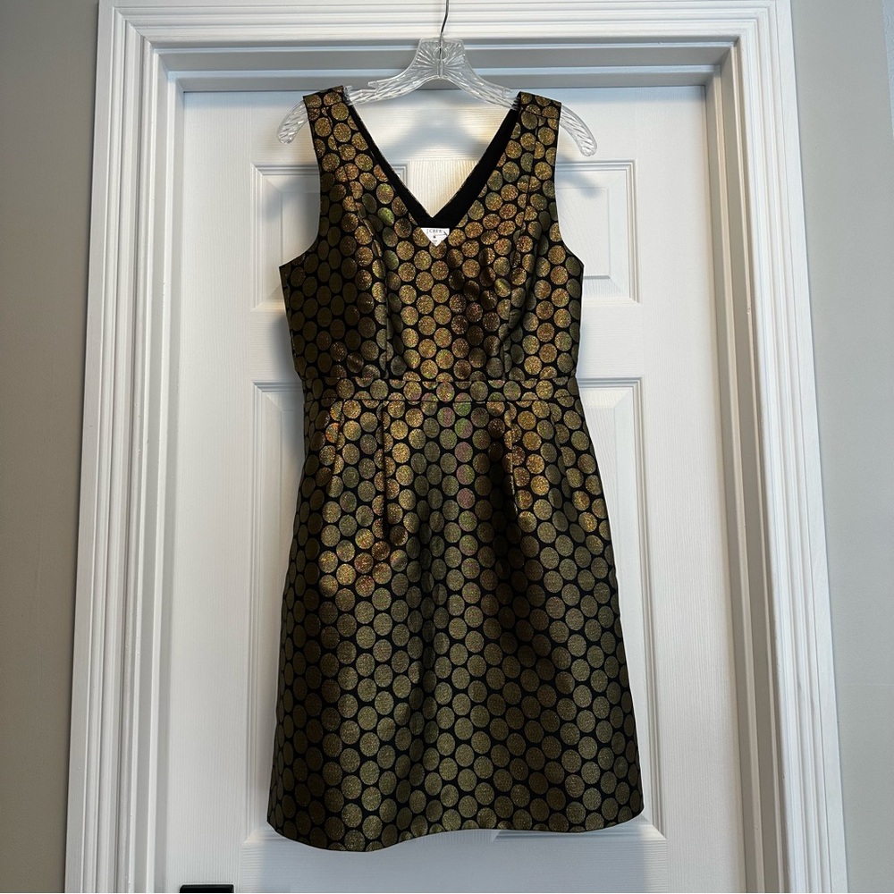J. Crew Black and Gold Mini Dress